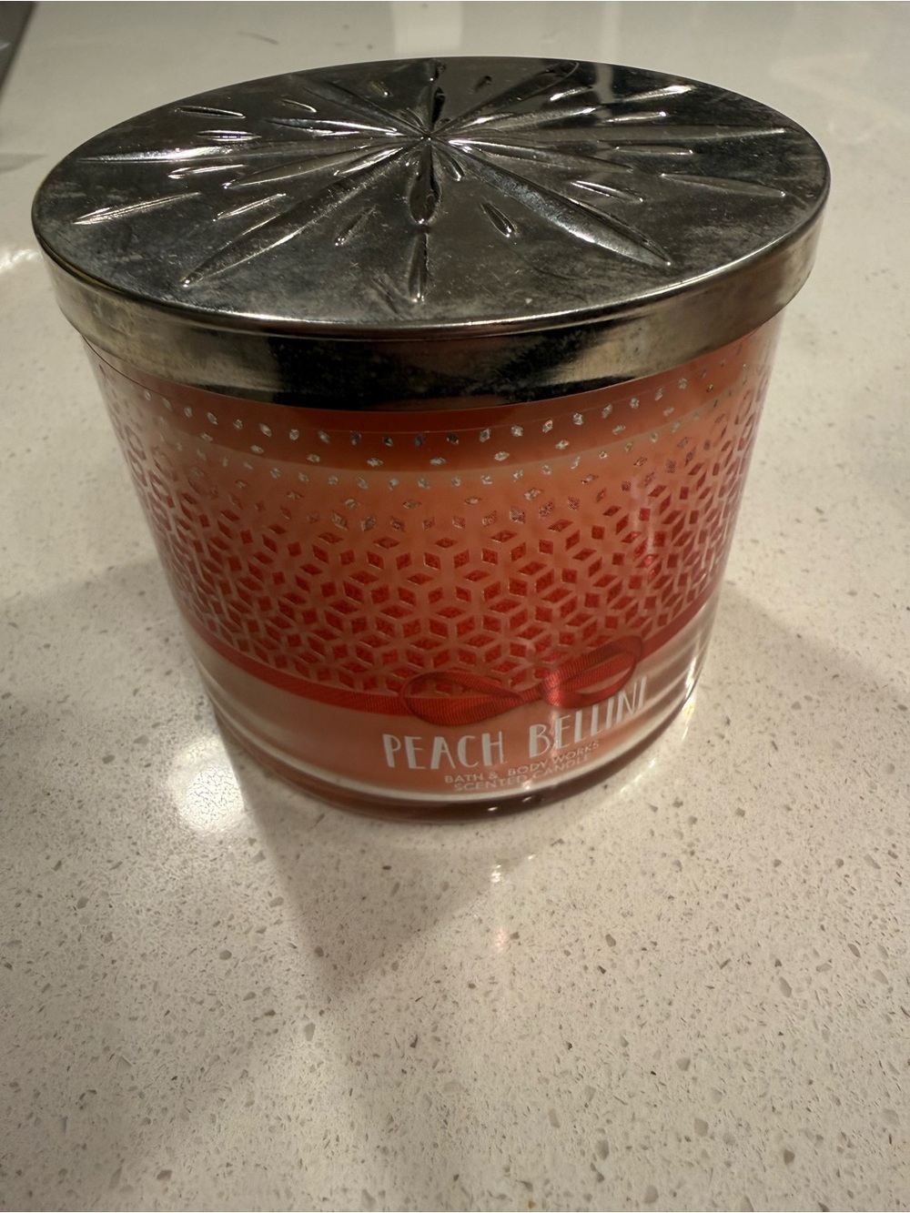 Bath & Body Works Peach Bellini 3-Wick Candle 14.5 oz Peach Prosecco Orange